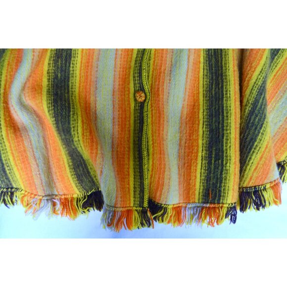 1970s BRIGHT Yellow & Orange Poncho Striped - Picture 6 of 9